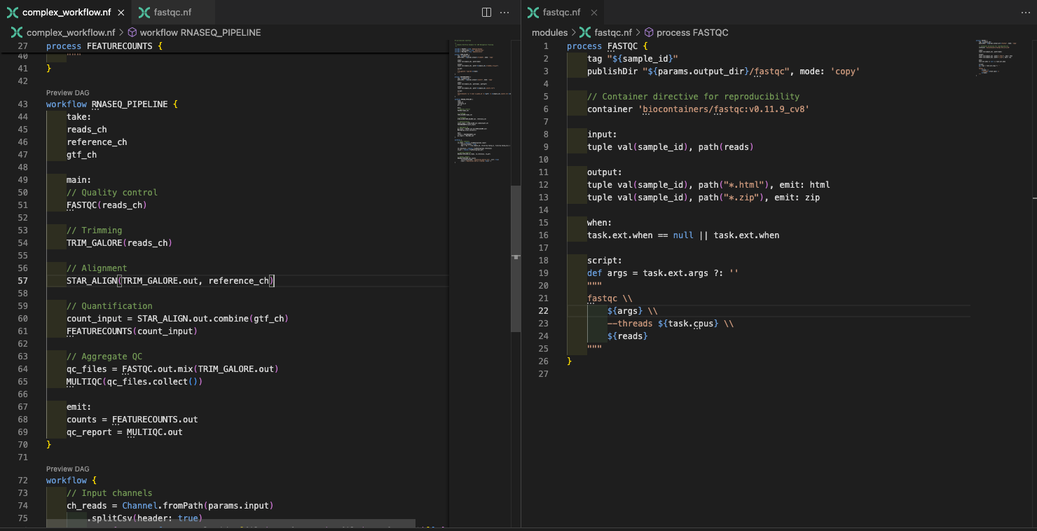 Geteilter Editor